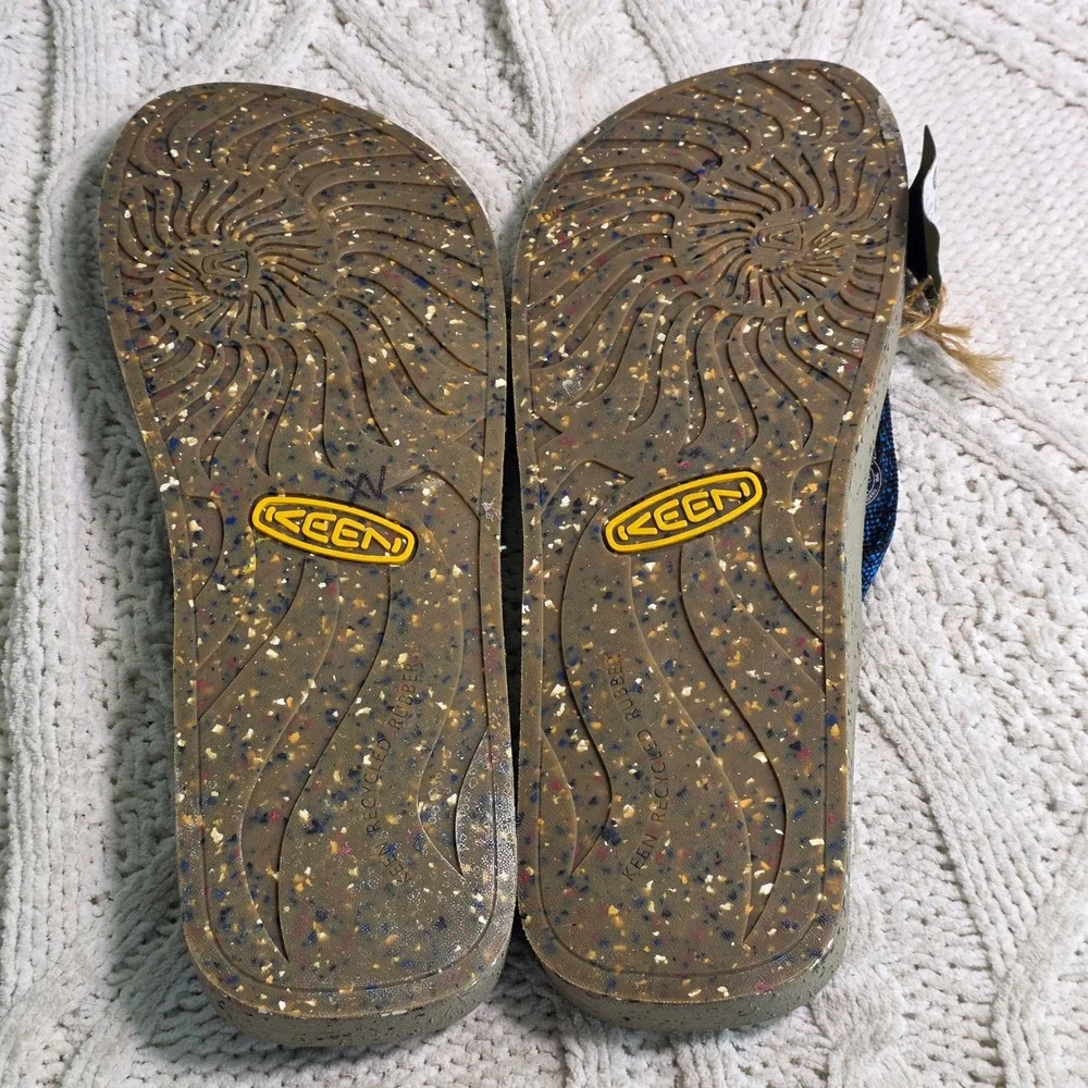 KEEN Harvest Flip Flops Olive Blue Recycled Mens 15 NEW